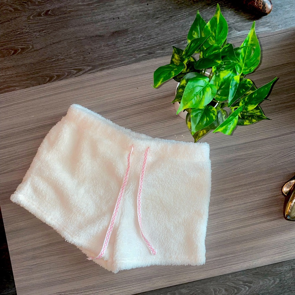 Fluffy white PJ shorts- Brand New